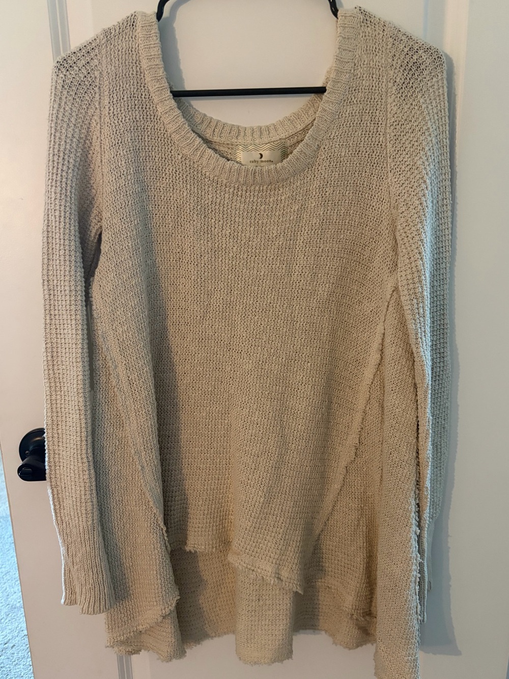 Women's Cream Knit Scoop Neck Sweater